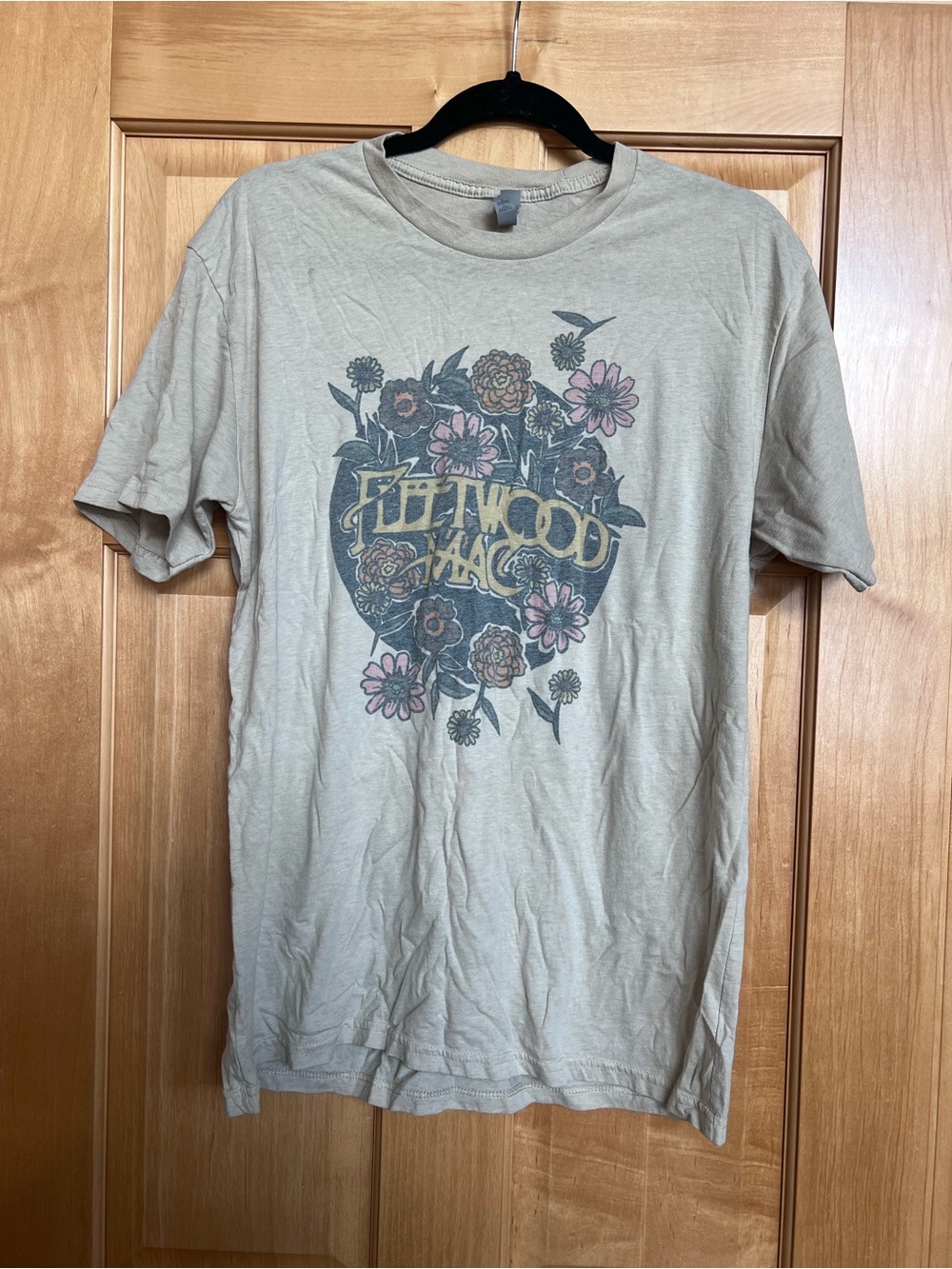Beige Fleetwood Mac Band Floral Graphic Tee